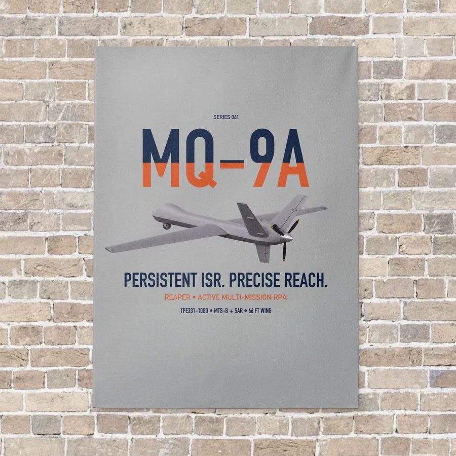 MQ-9A Reaper vertical canvas print - no frame - light gray background
