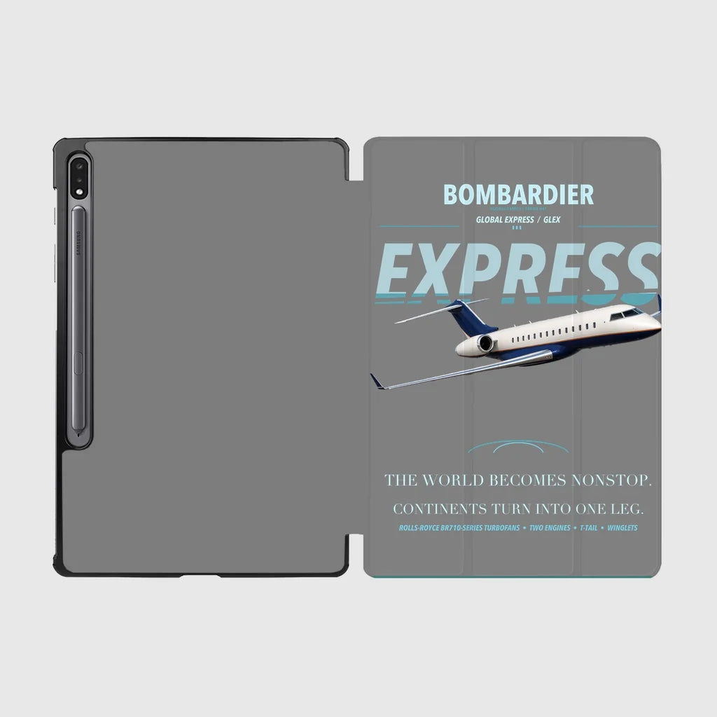 Bombardier Global Express design on gray samsung tablet tablet case