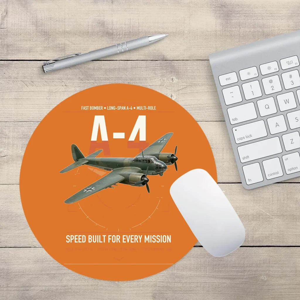 Junkers Ju 88A-4 design on orange round mouse pad