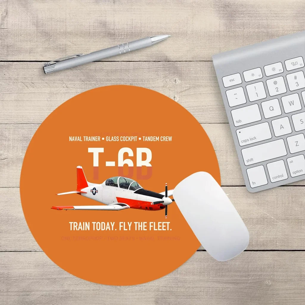 T-6B Texan II Naval Aviator Training design on orange round mouse pad