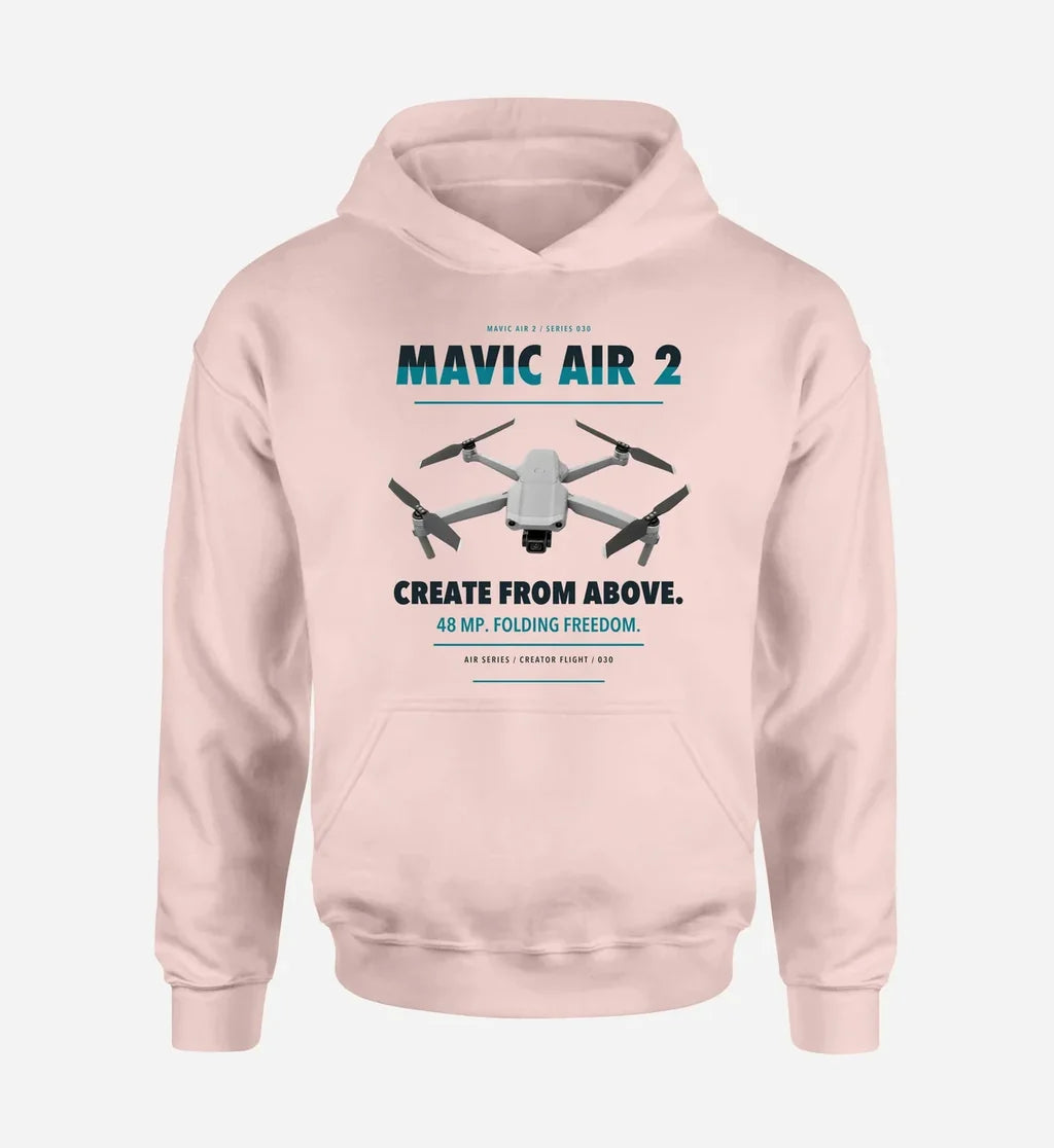 DJI Mavic Air 2 design on pink hoodie single side