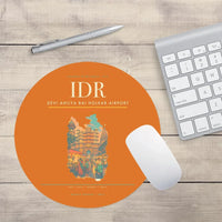 Thumbnail for Devi Ahilya Bai Holkar Airport (IDR) design on orange round mouse pad