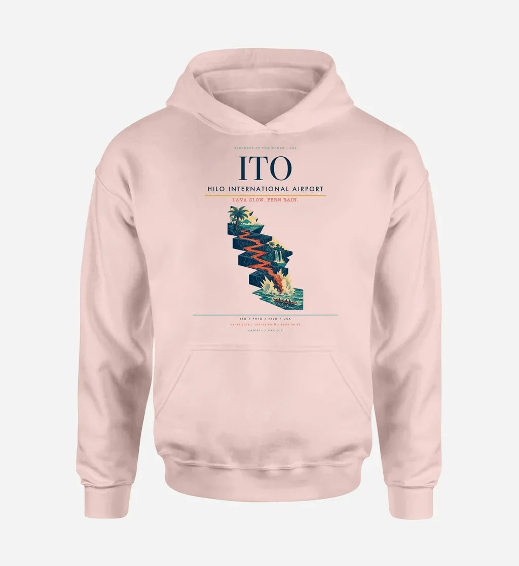Hilo International Airport (ITO) design on pink hoodie single-side print