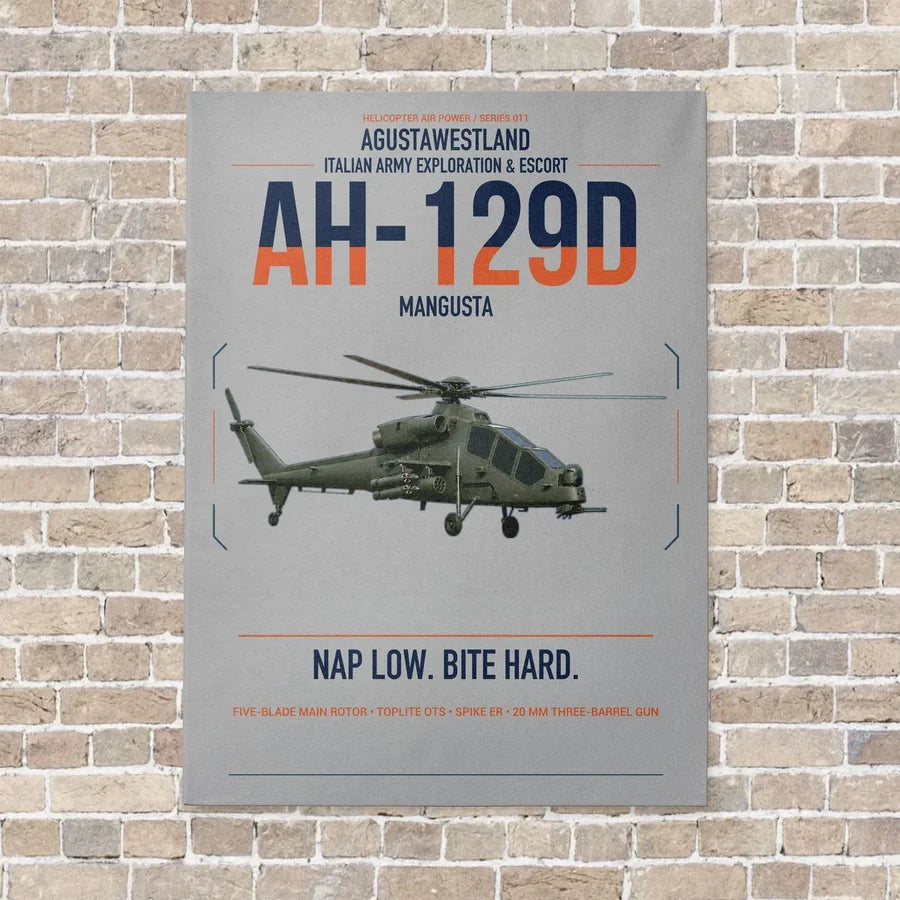 AgustaWestland AH-129D Mangusta vertical canvas print - no frame - light gray background