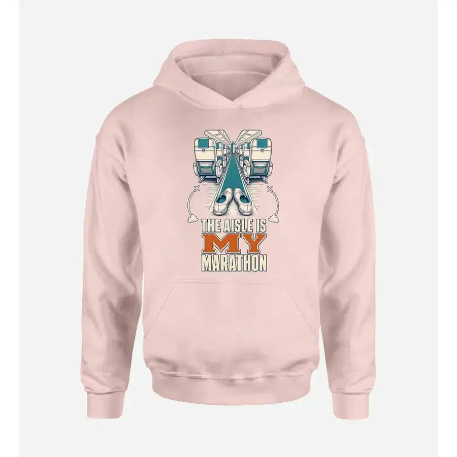 SIGNAL 265 - The Aisle Is My Marathon design on pink hoodie single side