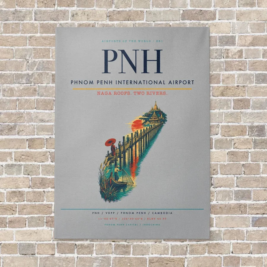 Phnom Penh International Airport PNH vertical canvas print - no frame - light gray background