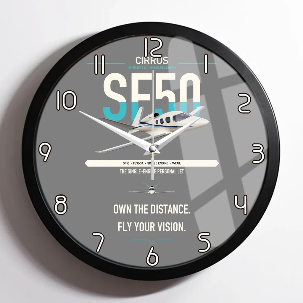 Cirrus Vision Jet G2+ design on gray framed wall clock