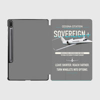 Thumbnail for Cessna Citation Sovereign+ design on gray samsung tablet tablet case