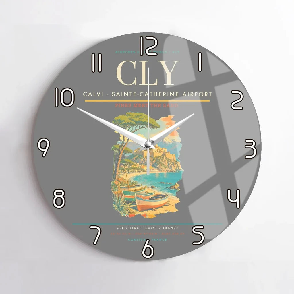 Calvi - Sainte-Catherine Airport CLY Wall-Clock No-Frame - Gray