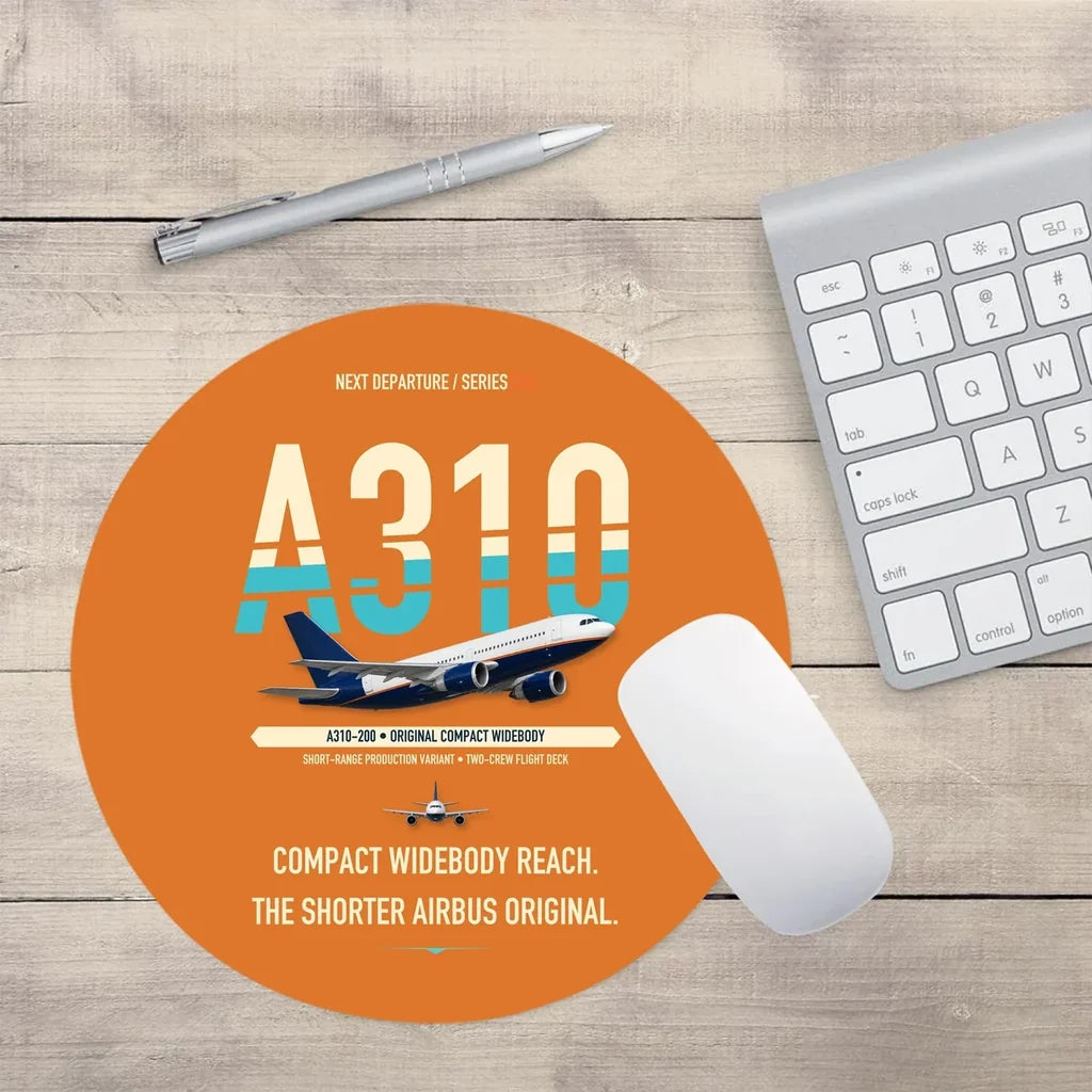 Airbus A310-200 design on orange round mouse pad