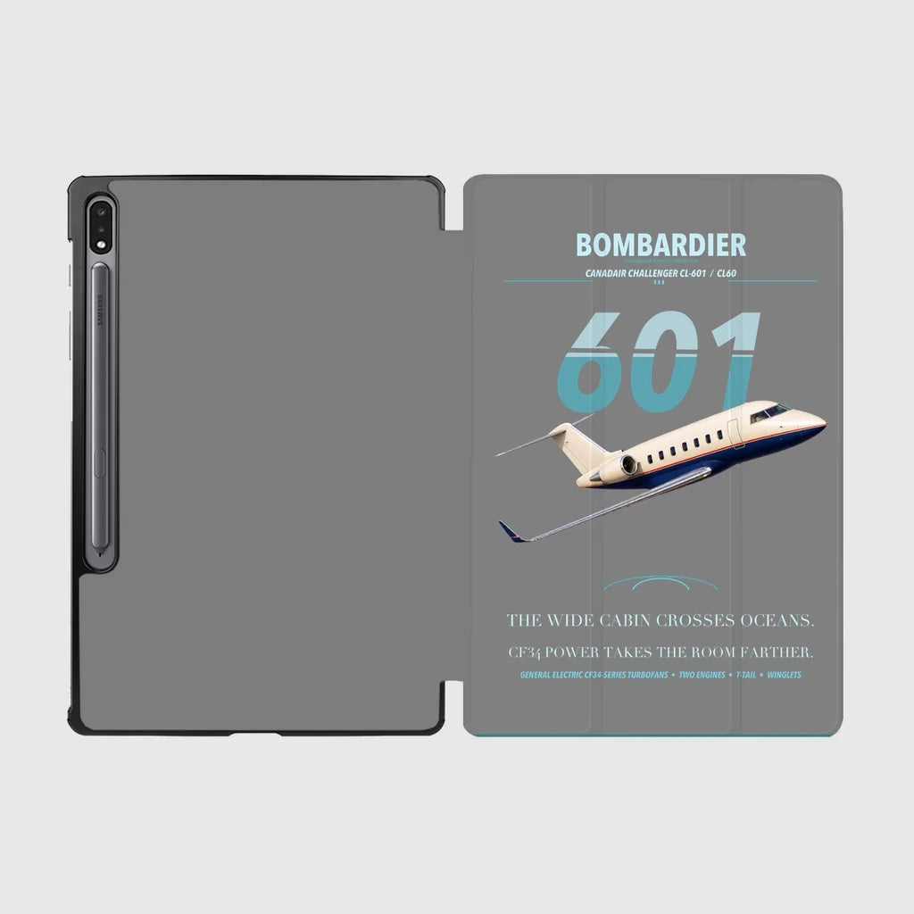 Bombardier Challenger 601 design on gray samsung tablet tablet case