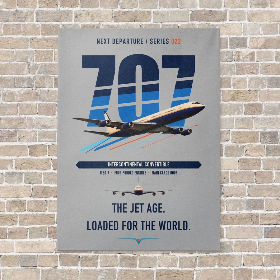 Boeing 707-320C vertical canvas print - no frame - light gray background