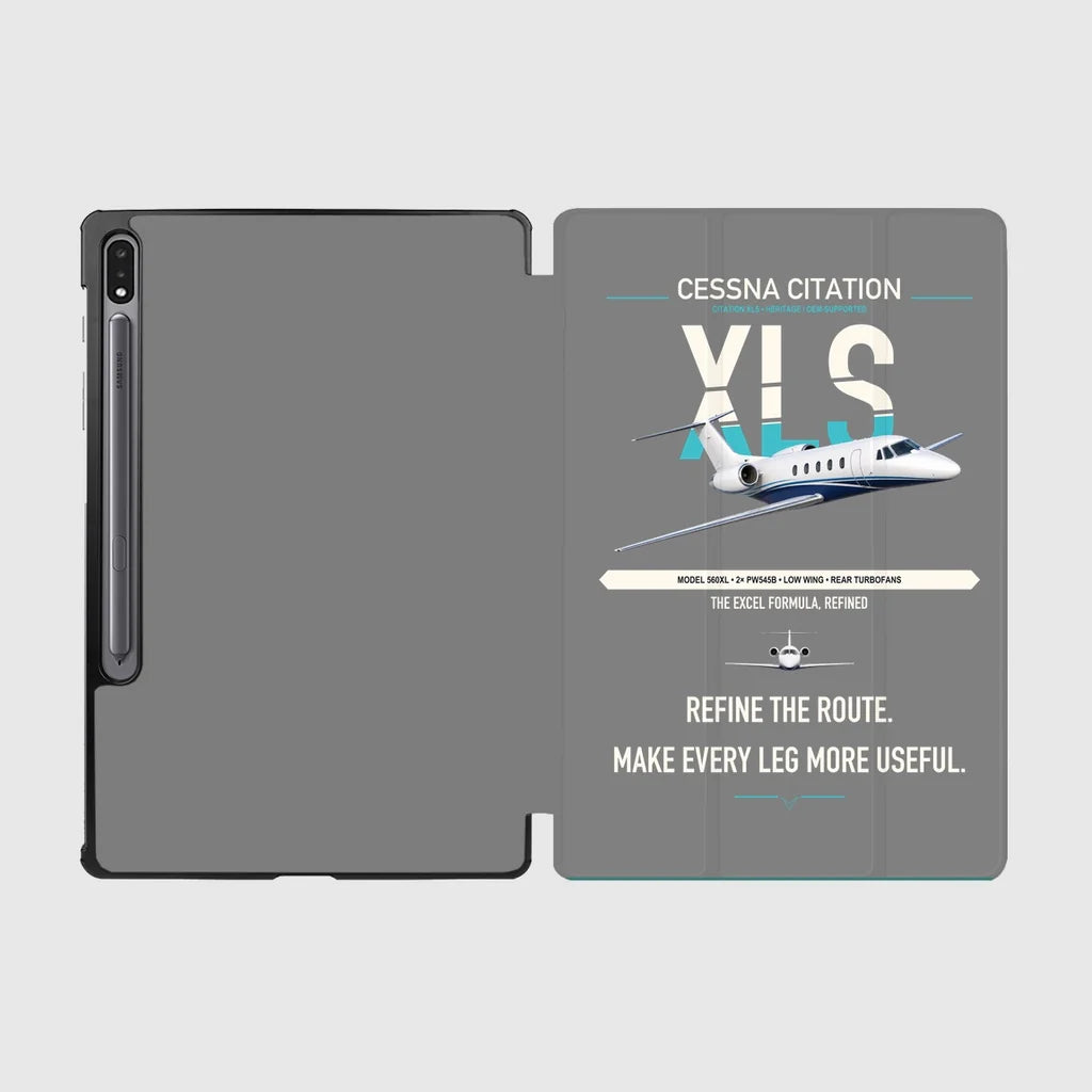 Cessna Citation XLS design on gray samsung tablet tablet case