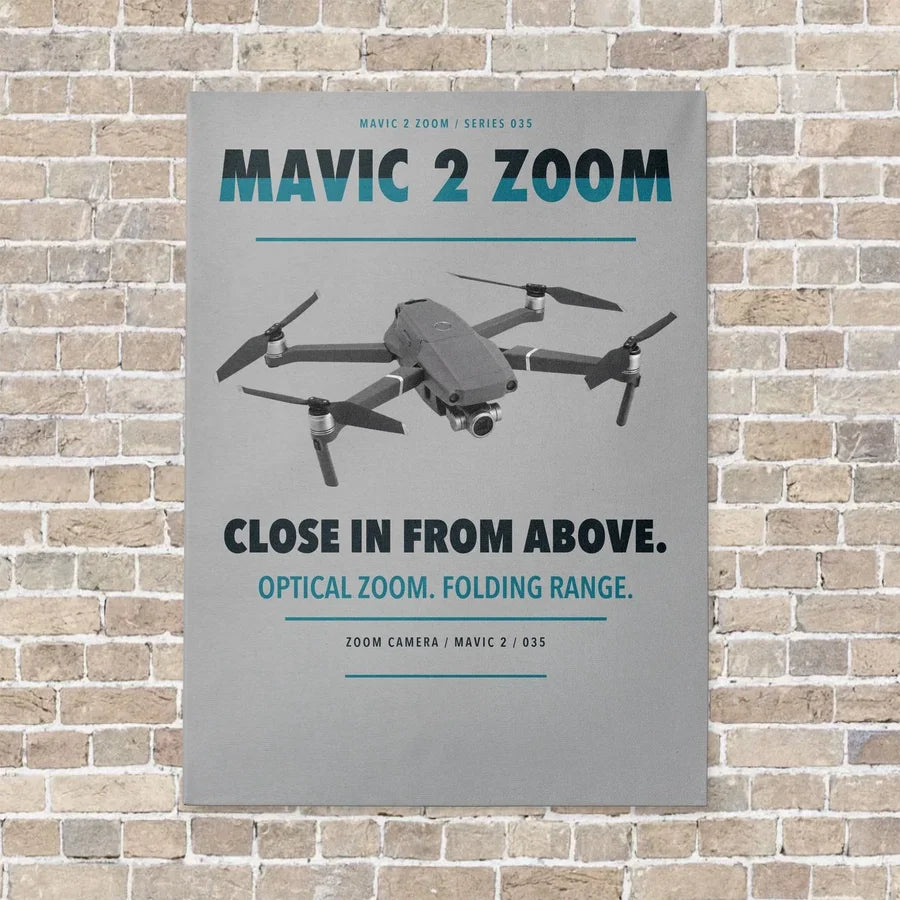DJI Mavic 2 Zoom vertical canvas print - no frame - light gray background