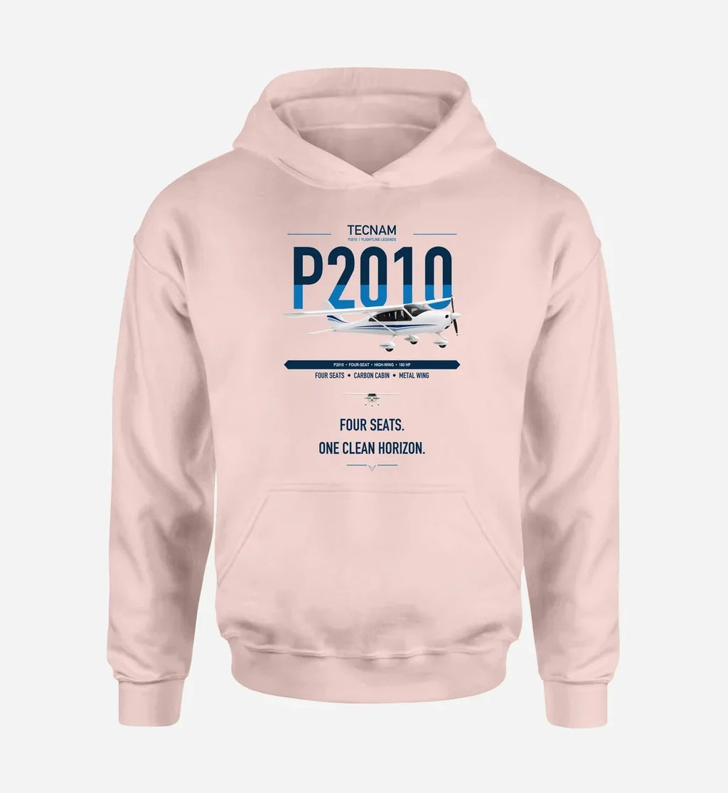 Tecnam P2010 design on pink double-side hoodie, single-side print