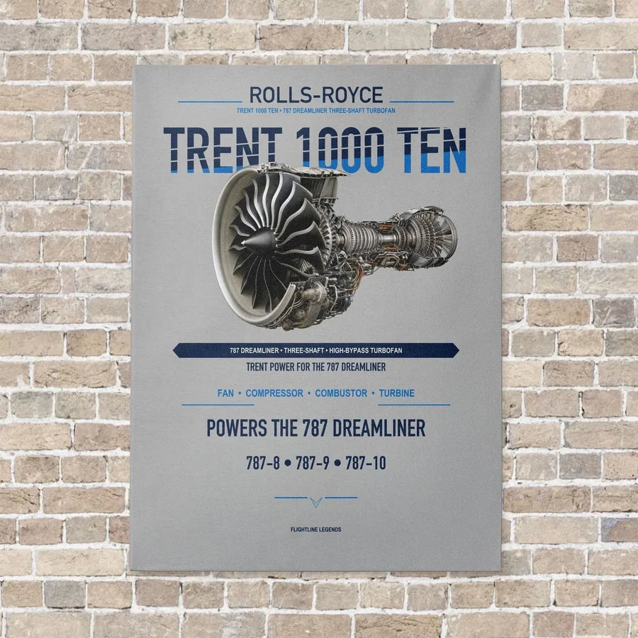 TRENT 1000 TEN vertical canvas print - no frame - light gray background