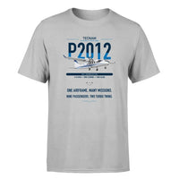 Thumbnail for Tecnam P2012 Traveller design on light gray t-shirt, single-side print