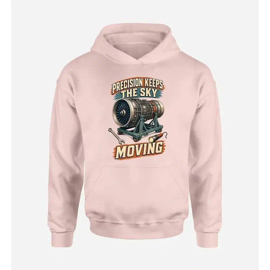SIGNAL 572 - Precision Keeps The Sky Moving design on pink hoodie single side