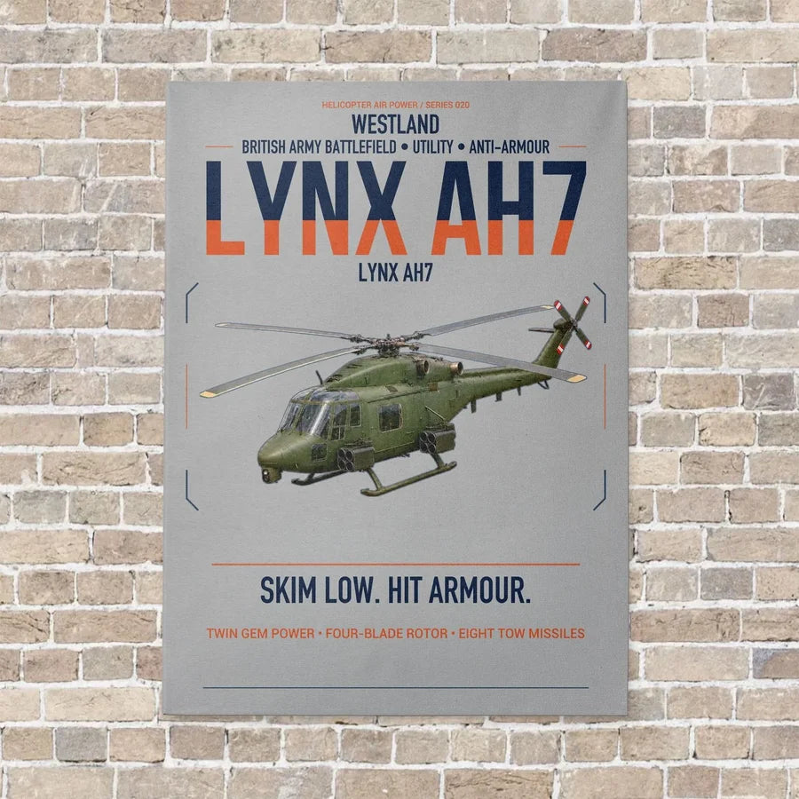 Westland Lynx AH7 vertical canvas print - no frame - light gray background