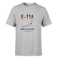 Thumbnail for E-11A BACN design on light gray double-side t-shirt, single-side print