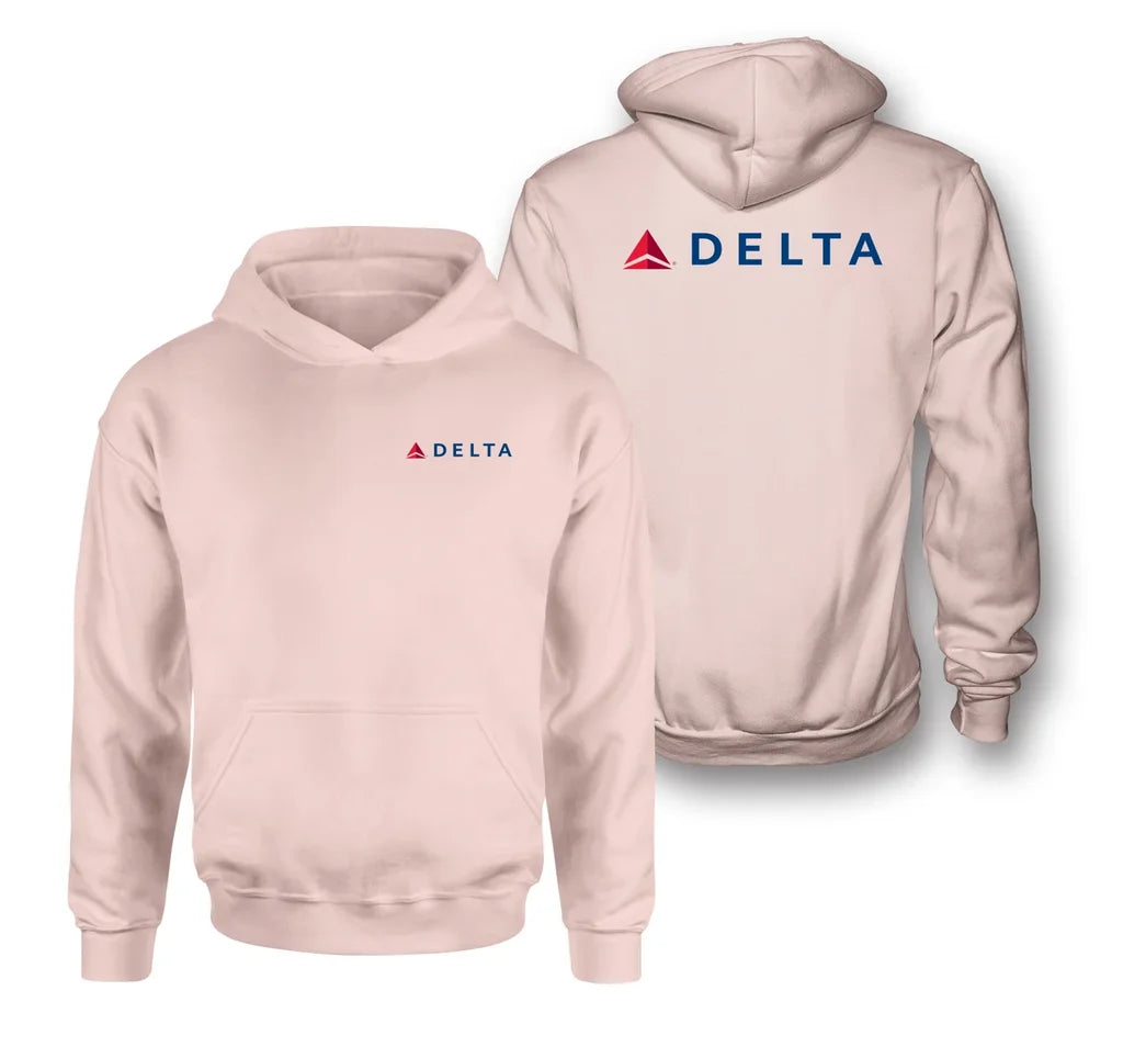 Delta Air Lines logo on pink double side hoodie