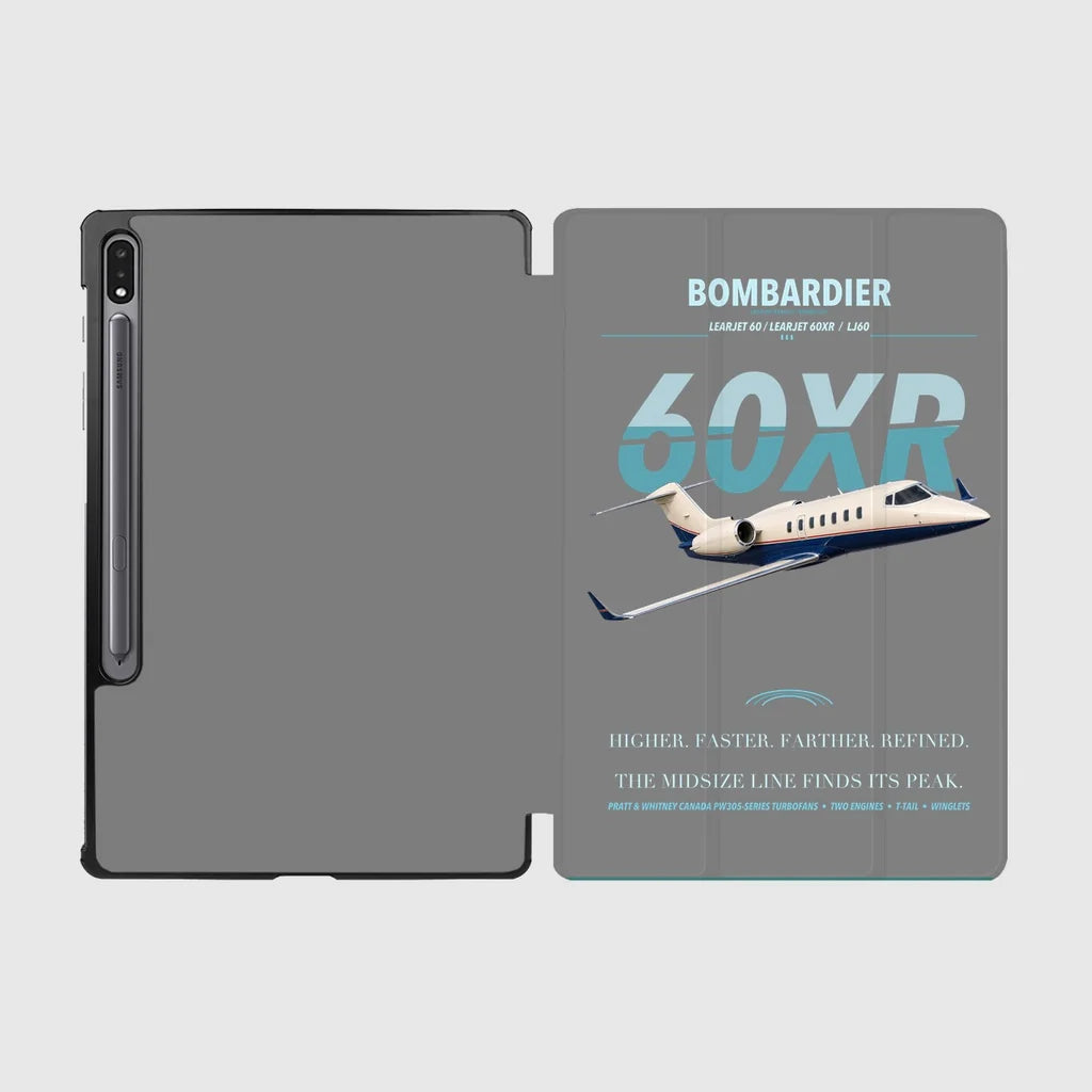 Bombardier Learjet 60XR design on gray samsung tablet tablet case