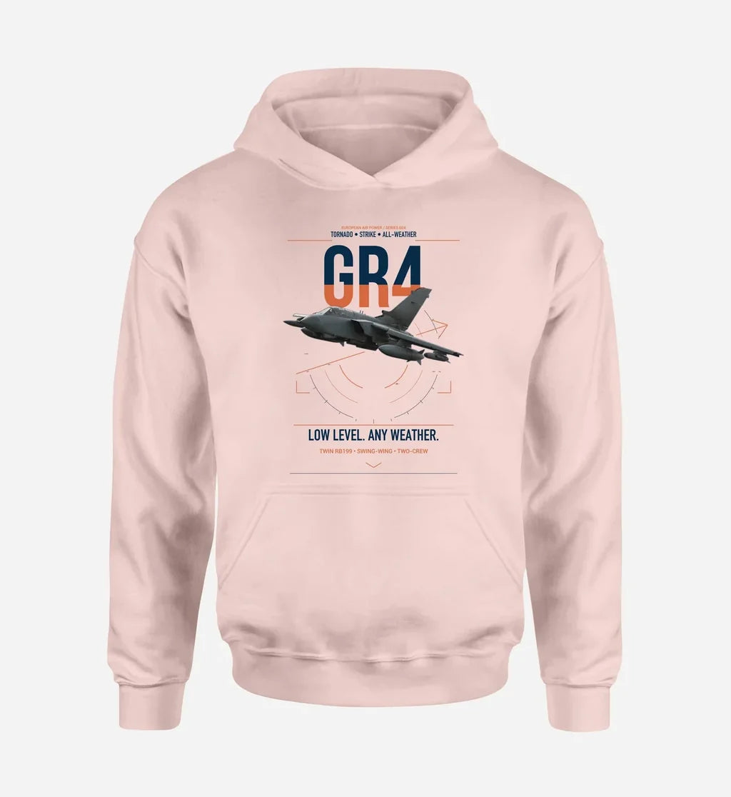 Panavia Tornado GR4 design on pink double-side hoodie, single-side print