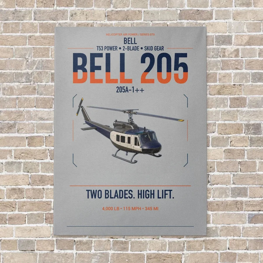 Bell 205A-1++ vertical canvas print - no frame - light gray background