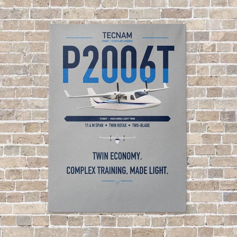 Tecnam P2006T vertical canvas print - no frame - light gray background