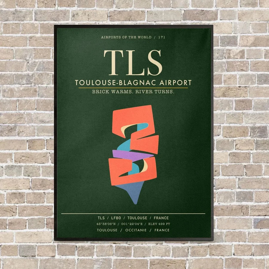 Toulouse-Blagnac Airport TLS - Canvas Framed - Dark Green