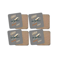 Thumbnail for Cargo Never Knows A Border design on gray 4 pieces set coaster