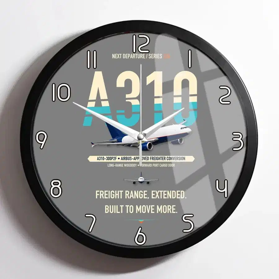 Airbus A310-300P2F design on gray framed wall clock