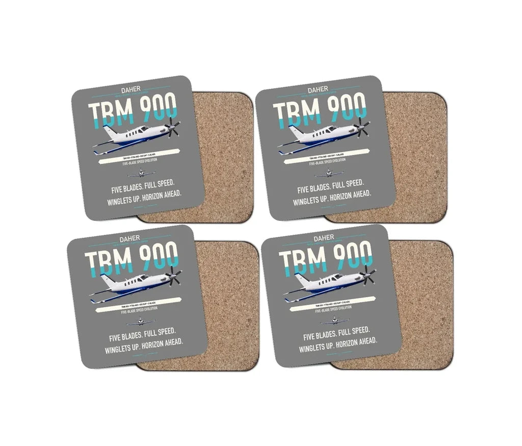 Daher TBM 900 design on gray 4 pieces set coaster