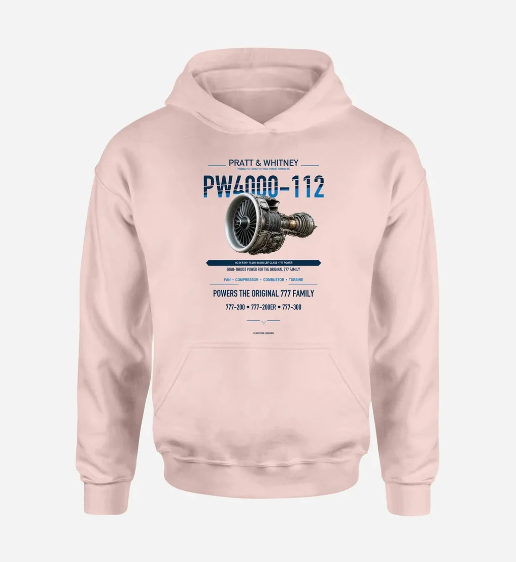 PW4000-112 design on pink hoodie single side