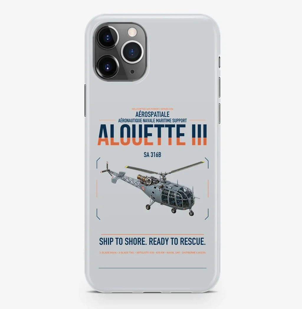 Aérospatiale SA 316B Alouette III design on light gray magsafe iphone case, for iPhone Pro Max