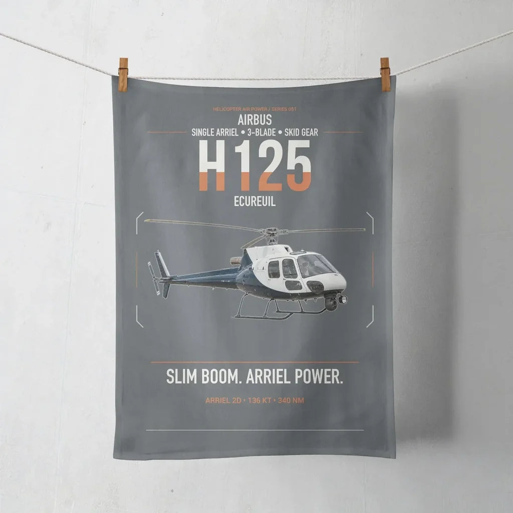 Airbus H125 design on gray towel