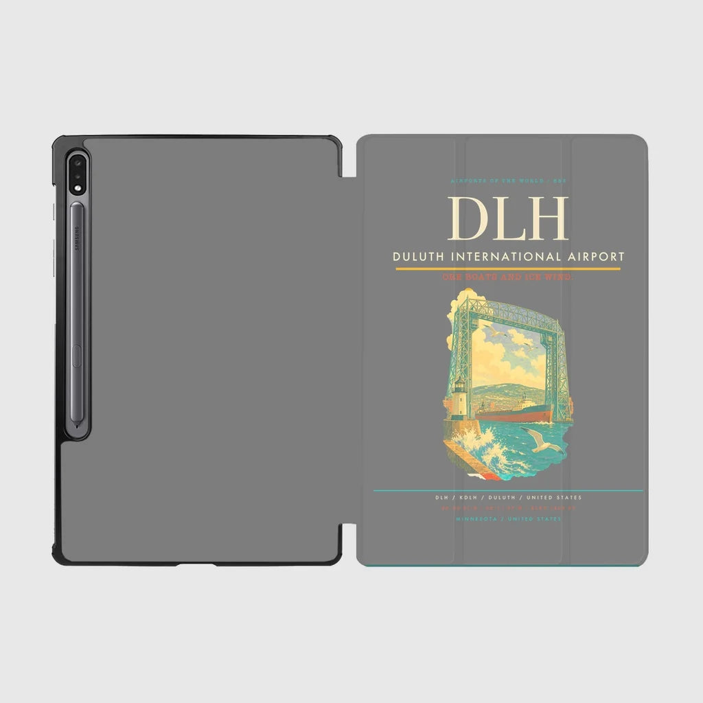 Duluth International Airport (DLH) design on gray samsung tablet tablet case