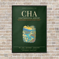 Thumbnail for Chattanooga Airport CHA - Canvas Framed - Dark Green