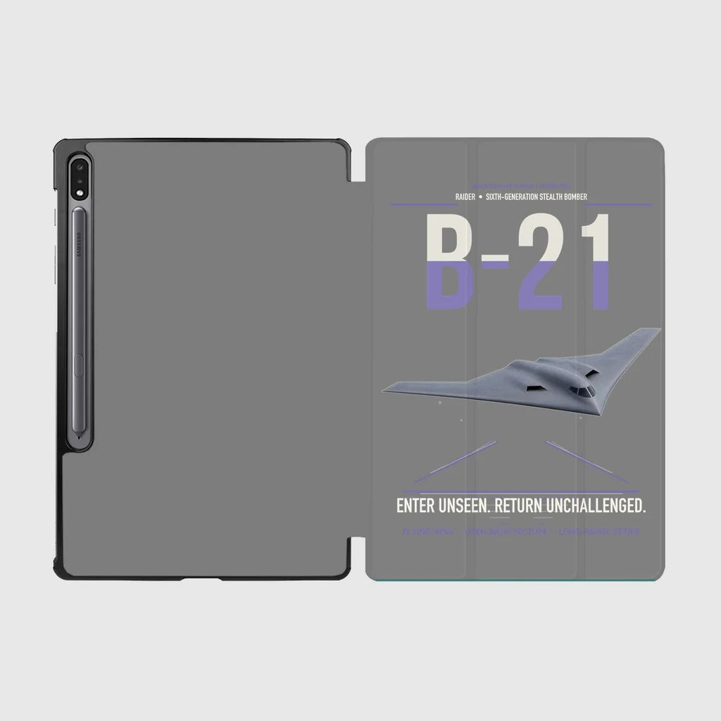 B-21 Raider design on gray samsung tablet tablet case