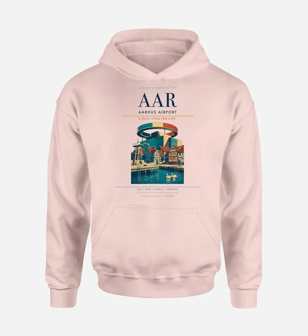 Aarhus Airport (AAR) design on pink hoodie single-side print