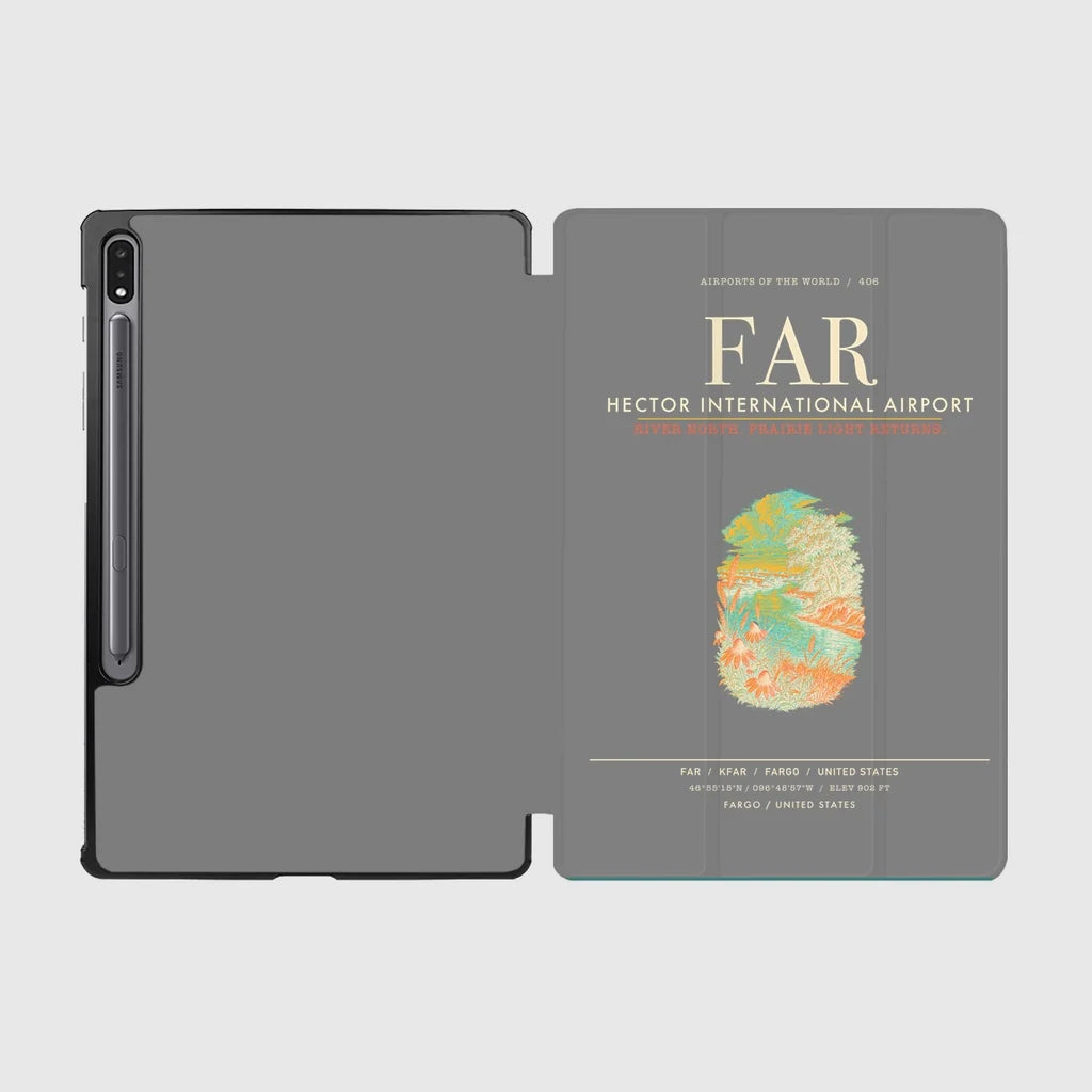 Hector International Airport (FAR) design on gray samsung tablet tablet case