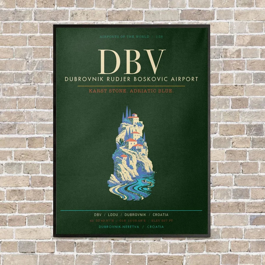 Dubrovnik Ruer Boskovic Airport DBV - Canvas Framed - Dark Green