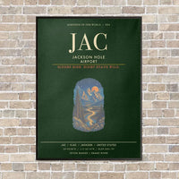 Thumbnail for Jackson Hole Airport JAC - Canvas Framed - Dark Green