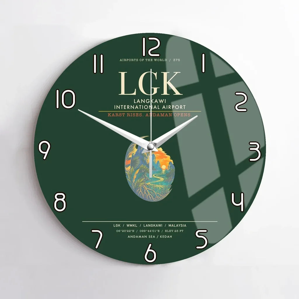 Langkawi International Airport LGK Wall-Clock No-Frame - Dark Green