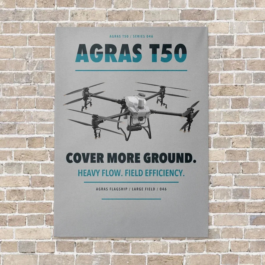 DJI Agras T50 vertical canvas print - no frame - light gray background