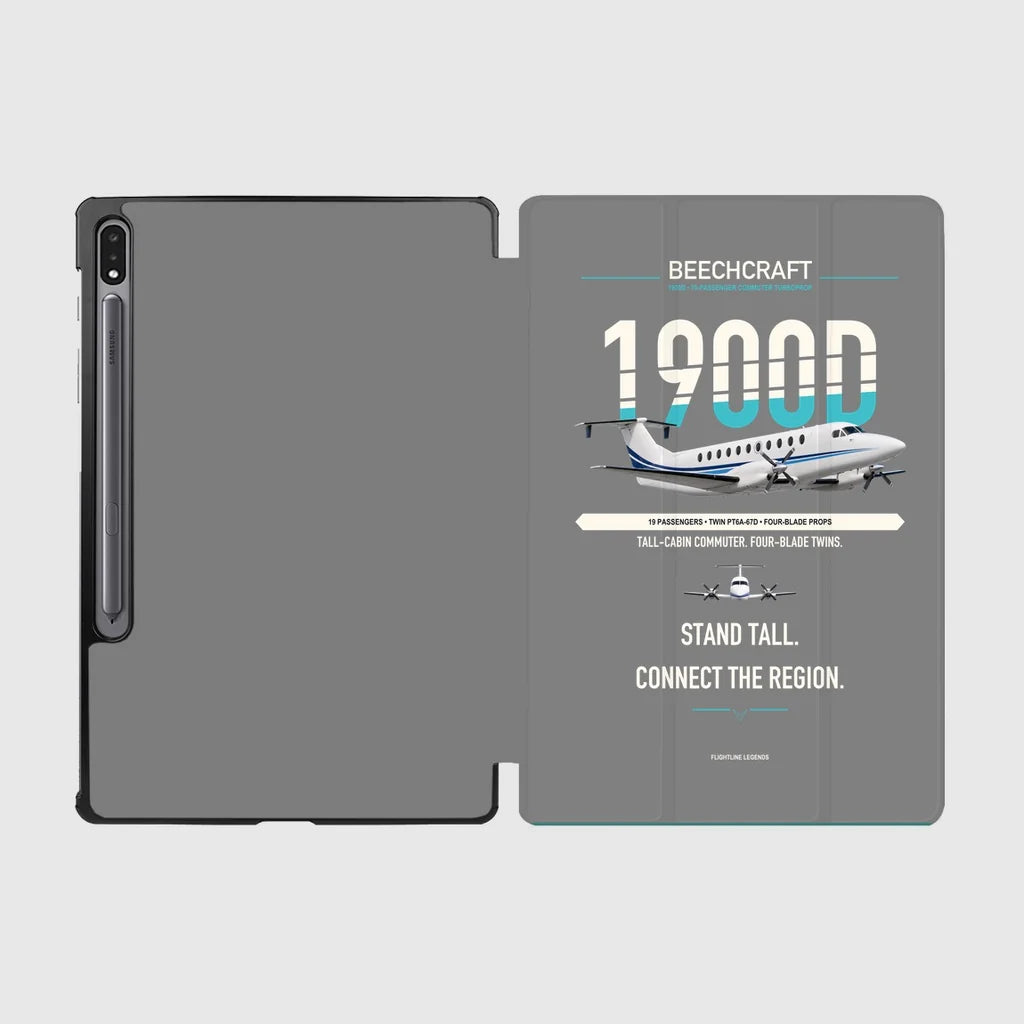 Beechcraft 1900D design on gray samsung tablet tablet case