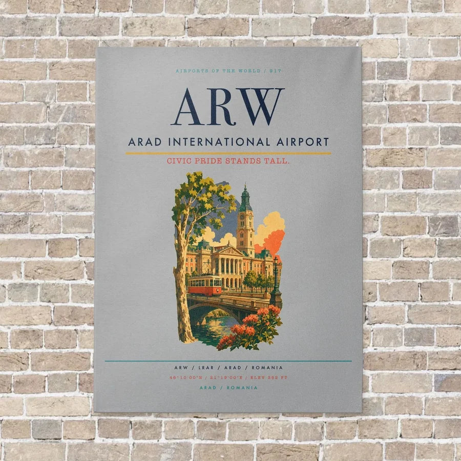 Arad International Airport ARW vertical canvas print - no frame - light gray background