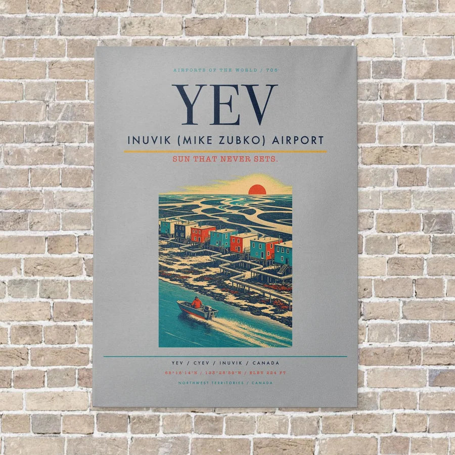 Inuvik (Mike Zubko) Airport YEV vertical canvas print - no frame - light gray background