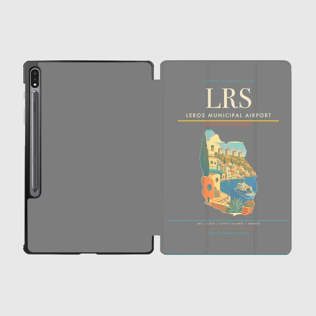 Leros Municipal Airport (LRS) design on gray samsung tablet tablet case