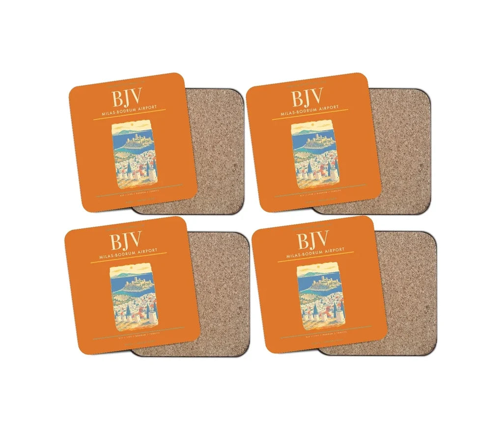 Milas-Bodrum Airport BJV Coaster 4-Pieces-Set - Orange